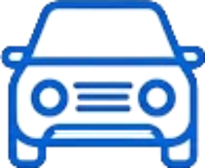blue outline of a car front view