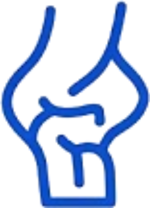 Blue outline icon of a handshake
