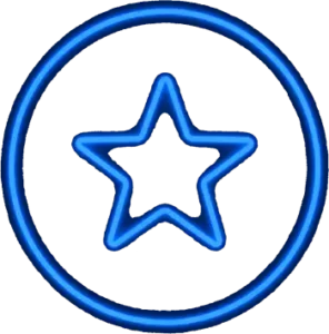 Blue neon star inside a circle