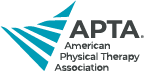 Logo of the American Physical Therapy Association (APTA) featuring a teal abstract shape.